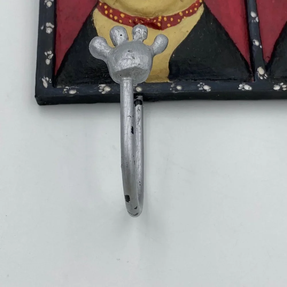 Good Cat Bad Cat Angel Devil Resin Wall Plaque Double Hook Leash Hanger Tuxedo